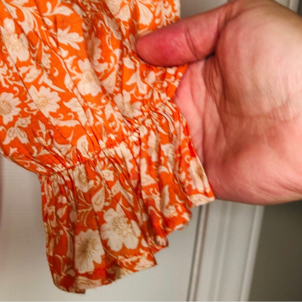 Grand & Greene Orange Floral Women's Top - Picture 7 of 9